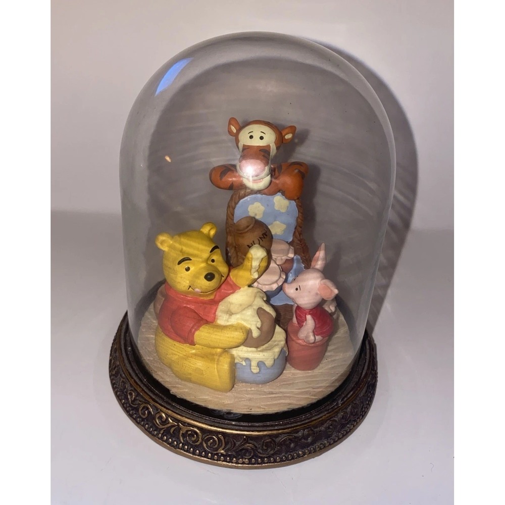 1990s Winnie the Pooh & Friends Bell Jar Glass Dome Figurine